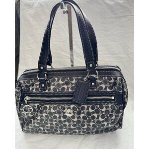 Coach Signature Chelsea Bias Zippered Signature Satchel Bag Black/Gray D1194-F17